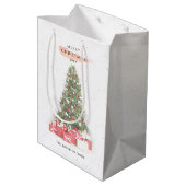 Mooie kerstboomkunst Waterverf Feestdagen Medium Cadeauzakje (Achterkant Gekanteld)