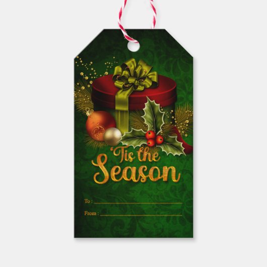 Mooie kerstcadeautjes met groen 'Dit is het seizoe Cadeaulabel (Voorkant)