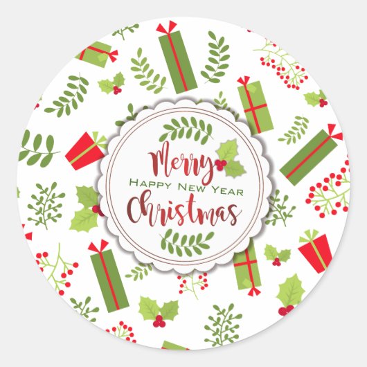 Mooie kerstcadeautjes ronde sticker (Voorkant)