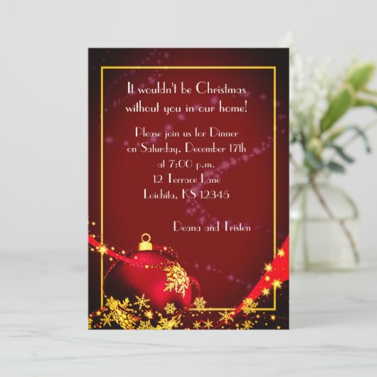 Mooie kerstdiner uitnodiging (Staand voorkant)