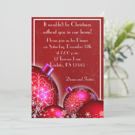 Mooie kerstdiner uitnodiging (Staand voorkant)