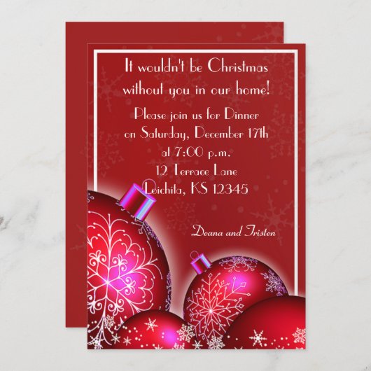 Mooie kerstdiner uitnodiging (Voorkant / Achterkant)