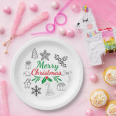 Mooie kerstdoodles papieren borden bordje (Feest)