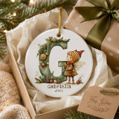 Mooie Kerstelf Beginletter 'G' Aangepaste Aandenke Keramisch Ornament
