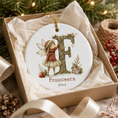 Mooie Kerstelf Beginletter Persoonlijk Aandenken Keramisch Ornament