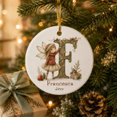 Mooie Kerstelf Beginletter Persoonlijk Aandenken Keramisch Ornament