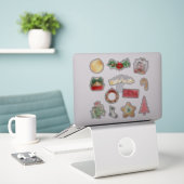 Mooie Kerstelijke Sticker Set (Laptop op bureau)