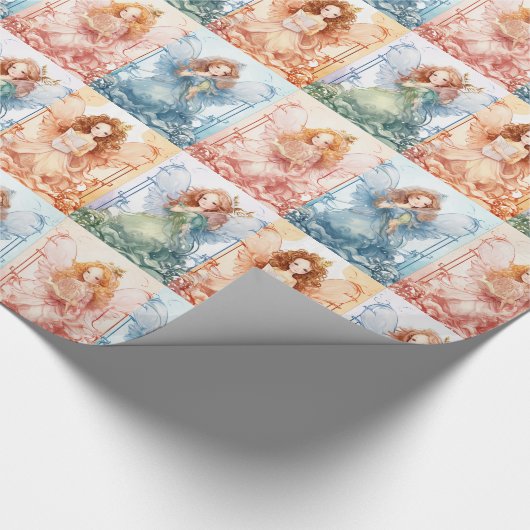 Mooie kerstengel cadeaupapier (Hoek)