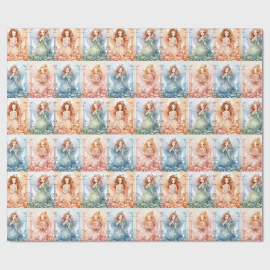 Mooie kerstengel cadeaupapier (Vlak)