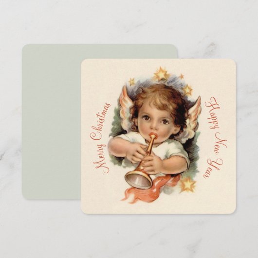 Mooie kerstengel met trompet CC1035 Feestdagenkaart (Voorkant / Achterkant)