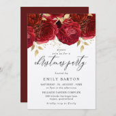 Mooie kerstfeestdag in Burgundy Red Roses Kaart (Voorkant / Achterkant)