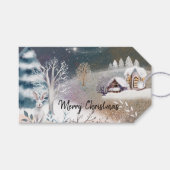 Mooie kerstfeestdag in de winter cadeaulabel (Voorkant (Horizontaal))