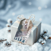 Mooie kerstfeestdag in de winter cadeaulabel