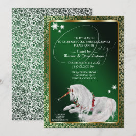 Mooie kerstfeestdagen, unicorn Joy Green Kaart