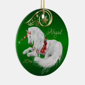 Mooie kerstfeestdagen, unicorn Joy Green Keramisch Ornament (Rechts)