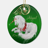Mooie kerstfeestdagen, unicorn Joy Green Keramisch Ornament (Links)