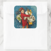 Mooie kerstfeestelijke boodschapper LARGE Vierkante Sticker (Tas)