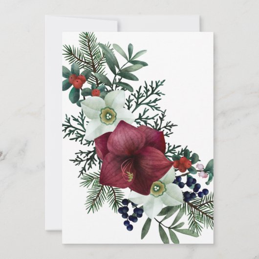 Mooie kerstfeestelijke bruiloft kaart (Achterkant)