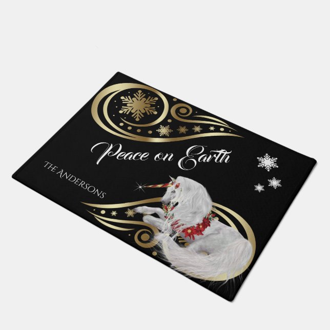 Mooie kerstfeestelijke kerst deurmat (Schuin)