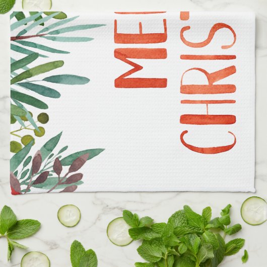 Mooie kerstfeestjes en bijkantoren theedoek (Gevouwen)