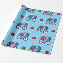 Mooie Kerstfietsen Vakantie Roze Blauwe Cadeaupapi