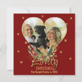 Mooie kerstfoto Gold Glitter Star Red Feestdagenkaart (Voorkant)