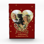 Mooie kerstfoto Gold Glitter Star Red Fotoblokken (Voorkant)