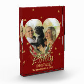 Mooie kerstfoto Gold Glitter Star Red Fotoblokken (Links)