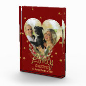 Mooie kerstfoto Gold Glitter Star Red Fotoblokken (Rechts)
