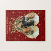 Mooie kerstfoto Gold Glitter Star Red Legpuzzel (Horizontaal)