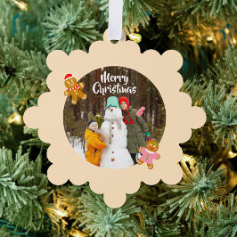 Mooie kerstfoto kerstkaart van kerstman en rendier ornament kaart