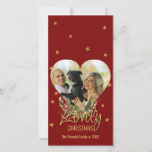 Mooie kerstfoto met goudhartfoto Glitter Star Red (Voorkant)