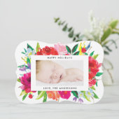 Mooie kerstfotokaart van Bright Floral Feestdagenkaart (Staand voorkant)