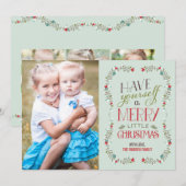 Mooie kerstfotokaart voor Garlands - lichtblauw Feestdagenkaart (Voorkant / Achterkant)