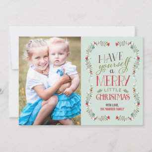 Mooie kerstfotokaart voor Garlands - lichtblauw Feestdagenkaart