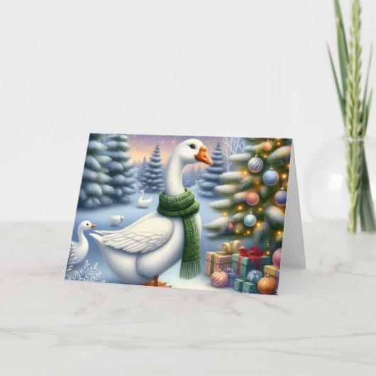 Mooie Kerstganzen Feestdagen Kaart (Voorkant)