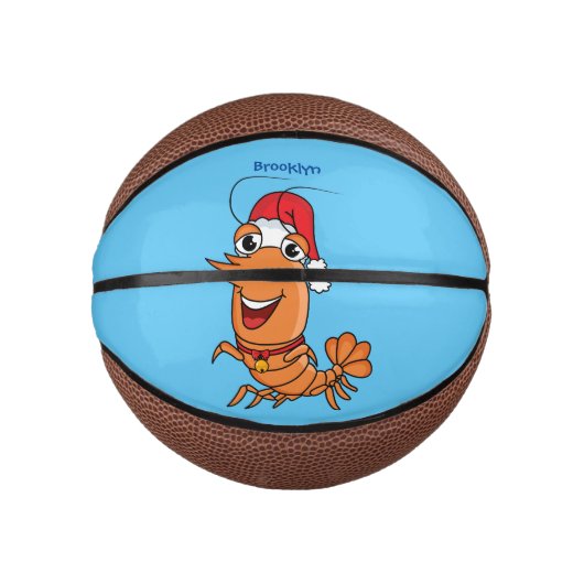 Mooie kerstgarnalen cartoon illustratie basketbal (Voorkant)