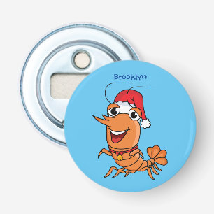 Mooie kerstgarnalen cartoon illustratie button flesopener