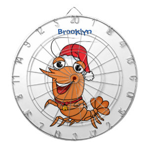 Mooie kerstgarnalen cartoon illustratie dartbord