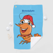 Mooie kerstgarnalen cartoon illustratie golfhanddoek (Insitu)