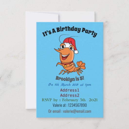 Mooie kerstgarnalen cartoon illustratie kaart (Voorkant)