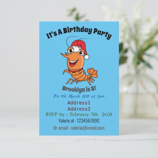 Mooie kerstgarnalen cartoon illustratie kaart (Staand voorkant)