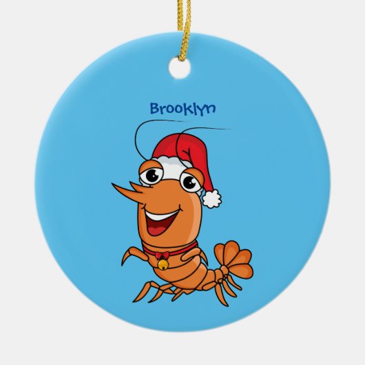 Mooie kerstgarnalen cartoon illustratie keramisch ornament (Voorkant)
