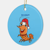 Mooie kerstgarnalen cartoon illustratie keramisch ornament (Links)