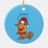 Mooie kerstgarnalen cartoon illustratie keramisch ornament (Achterkant)