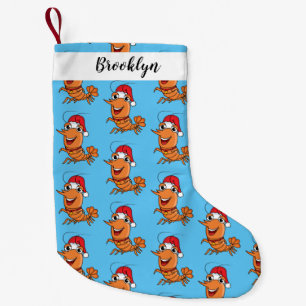 Mooie kerstgarnalen cartoon illustratie kleine kerstsok