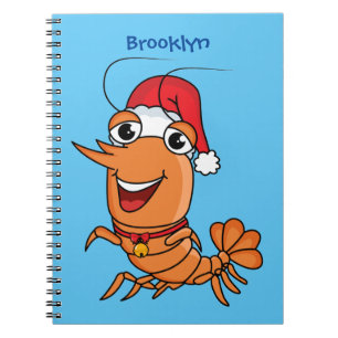 Mooie kerstgarnalen cartoon illustratie notitieboek