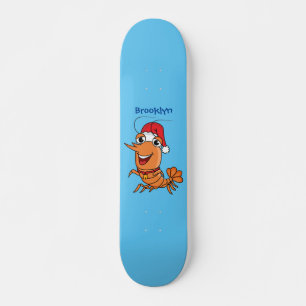 Mooie kerstgarnalen cartoon illustratie persoonlijk skateboard