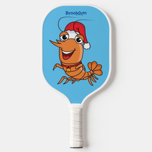 Mooie kerstgarnalen cartoon illustratie pickleball paddle (Voorkant)