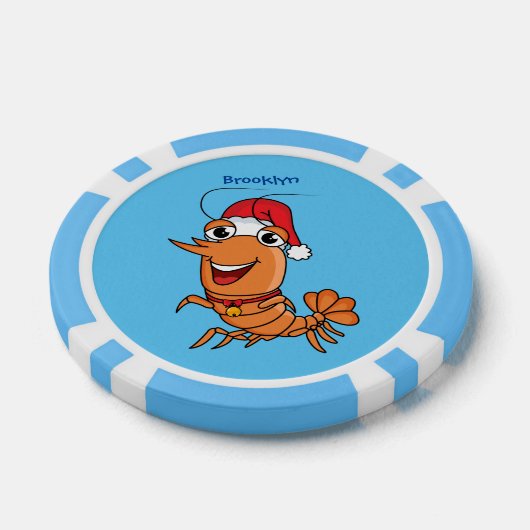 Mooie kerstgarnalen cartoon illustratie poker chips (Enkel)